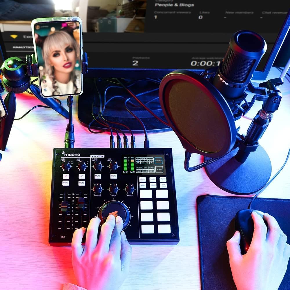 Maonocaster AU-AM100 All-In-One Podcast Production Studio - Black
