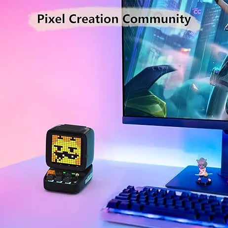 Divoom Ditoo Retro Pixel Art Game Bluetooth Speaker with 16X16 LED App Controlled Front Screen (Black) سبيكر ديتو  المتحدة للألكترونيات