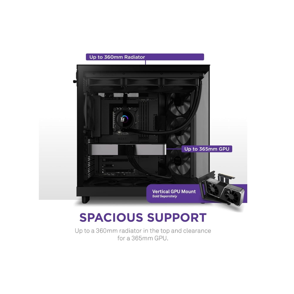 NZXT H6 FLOW COMPACT DUAL-CHAMBER ATX BLACK CASE