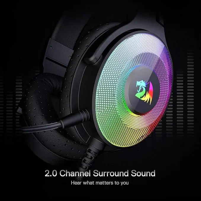 Redragon H350 RGB Wired Gaming Headset, Dynamic RGB Backlight - Stereo Surround-Sound - 50MM Drivers - Detachable Microphone, Over-Ear Headphones Works for PC/PS4/XBOX One/NS  المتحدة للألكترونيات