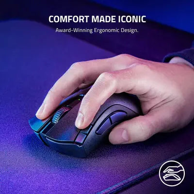 Razer DeathAdder V2 X HyperSpeed: Award-Winning Ergonomic Design - Ultra-Fast Wireless - 235hr Battery Life - 7 Programmable Buttons - Gen 2 Mechanical Switches - 5G 14K DPI Optical Sensor  المتحدة للألكترونيات