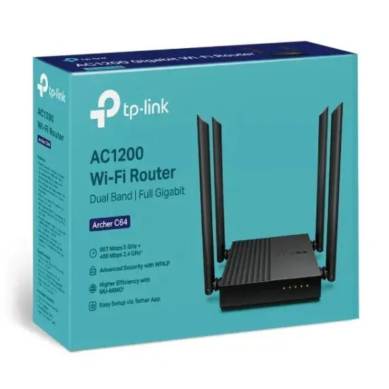 Tp-link Archer C64 AC1200 MU-MIMO WiFi Router- راوتر لاسلكي - المتحدة للألكترونيات