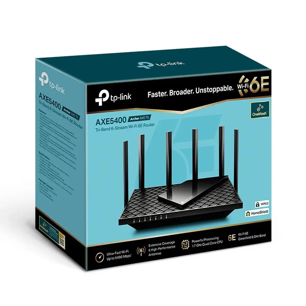 tp-link Router Archer AXE75 AXE5400 Tri-Band Gigabit Wi-Fi 6E- راوتر كيمنك - المتحدة للألكترونيات