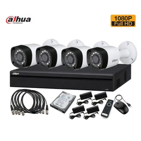 4 CCTV Cameras Package – Dahua 1080P – 2MP كت كامرات دهوة - المتحدة للألكترونيات