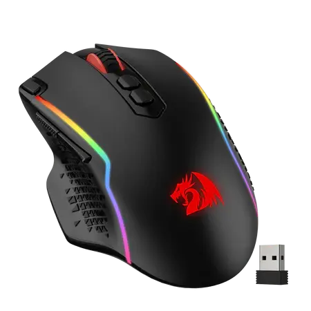 Redragon M810 Pro Wireless Gaming Mouse, 10000 DPI Wired/Wireless Gamer Mouse w/ Rapid Fire Key, 8 Macro Buttons, 45-Hour Durable Power Capacity and RGB Backlit for PC/Mac/Laptop - المتحدة للألكترونيات