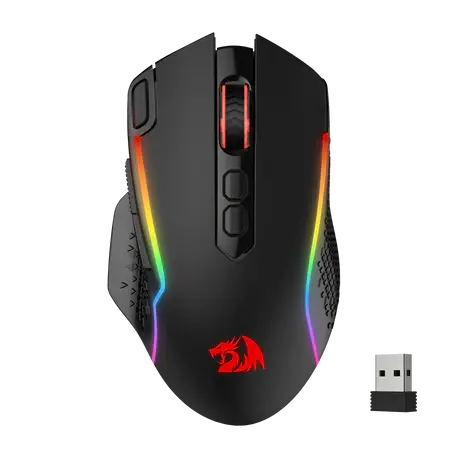 Redragon M810 Pro Wireless Gaming Mouse, 10000 DPI Wired/Wireless Gamer Mouse w/ Rapid Fire Key, 8 Macro Buttons, 45-Hour Durable Power Capacity and RGB Backlit for PC/Mac/Laptop - المتحدة للألكترونيات