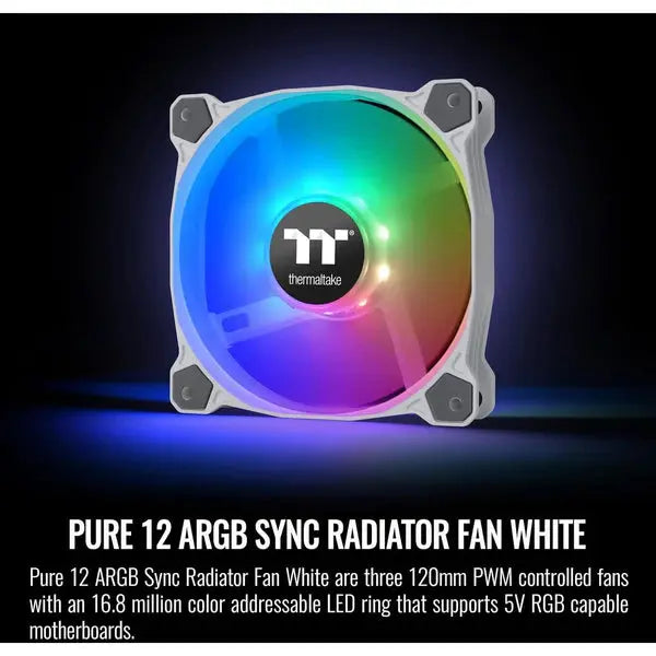 Thermaltake Pure 12 ARGB Sync Radiator Fan White TT Premium Edition (3-Fan Pack) مراوح فان - المتحدة للألكترونيات