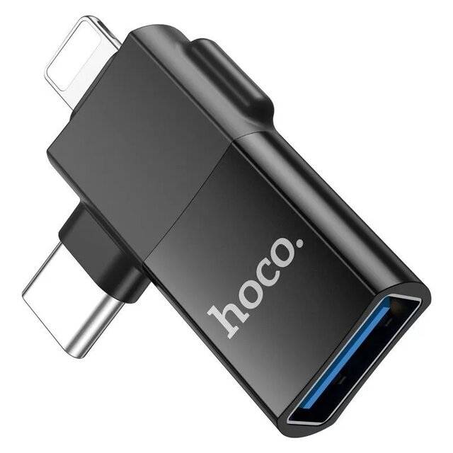 Hoco 2-in1 OTG (iPhone/USB-C) Male to USB-A Female [UA17]