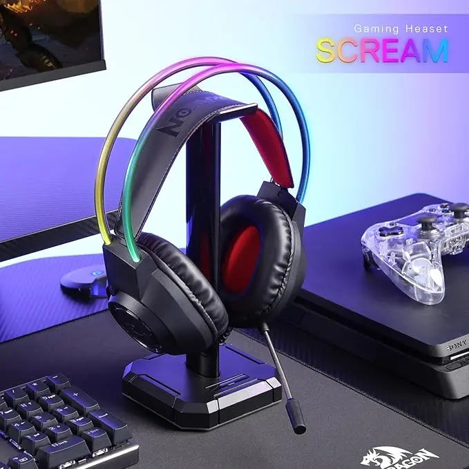 Redragon H231 Scream Wired Gaming Headset, Stereo Surround Sound, 40mm Drivers, Leather Foam Ear Pads, Noise-canceling Microphone, Multi-Platforms Headphone, Works with PC/PS4/5/NS/Xbox-one, Black  المتحدة للألكترونيات