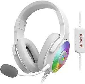 Redragon H350 RGB Wired Gaming Headset, Dynamic RGB Backlight - Stereo Surround-Sound - 50MM Drivers - Detachable Microphone, Over-Ear Headphones Works for PC/PS4/XBOX One/NS. White  المتحدة للألكترونيات