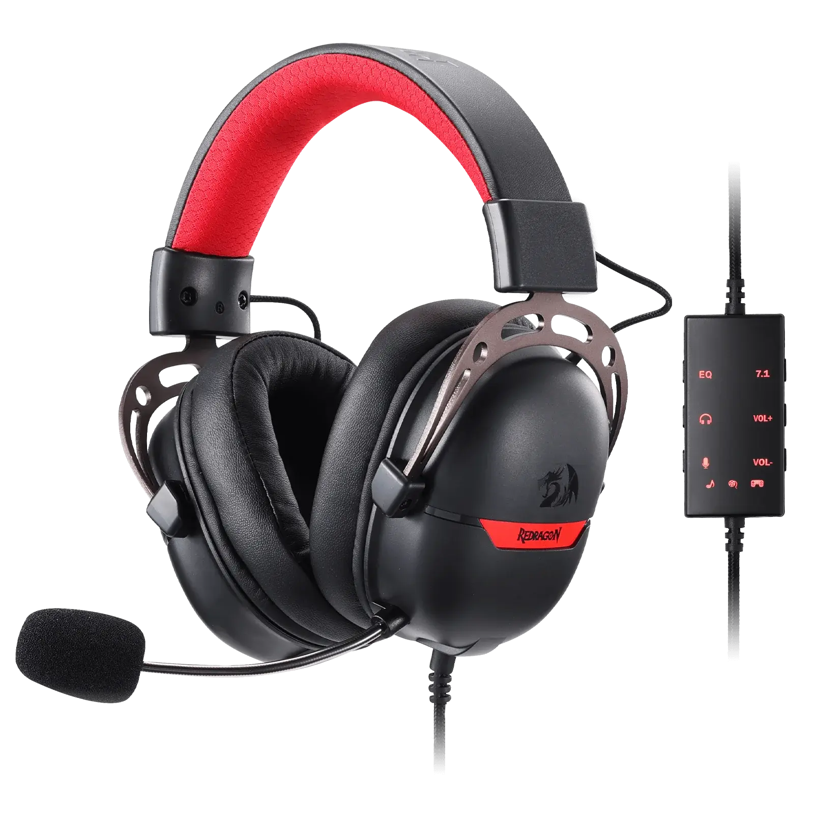 Redragon H376 Aurora Wired Gaming Headset, 7.1 Surround Sound Over-Ear Headphone w/40 MM Audio Drivers, Advanced EQ Mode, 240g Lightweight, Cozy Memory Foam Pads, USB Powered for PC/PS4/NS - Black  المتحدة للألكترونيات