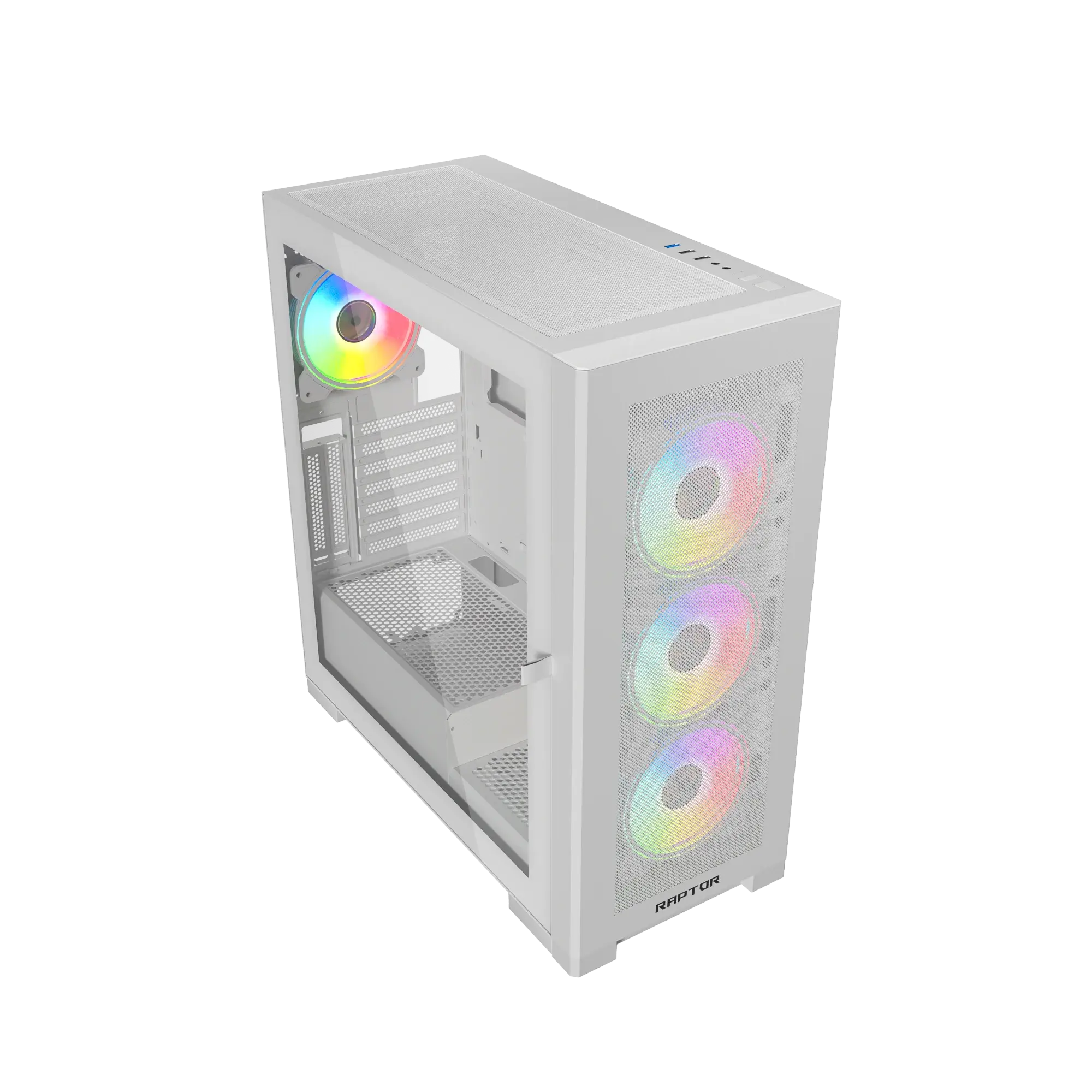 Raptor 290-XL ARCTIC HAWK RGB Mid Tower Case - White كيس  المتحدة للألكترونيات