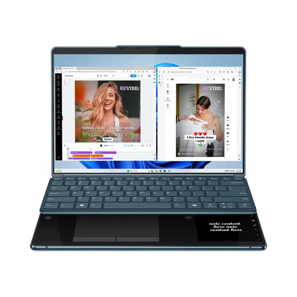 Lenovo Yoga Book 9 13IMU9 2x 13.3" 2.8K OLED Touchscreen Laptop - Core Ultra 7 155U - 16GB RAM - 1TB SSD - Shared - Win 11 (Tidal Teal)  المتحدة للألكترونيات