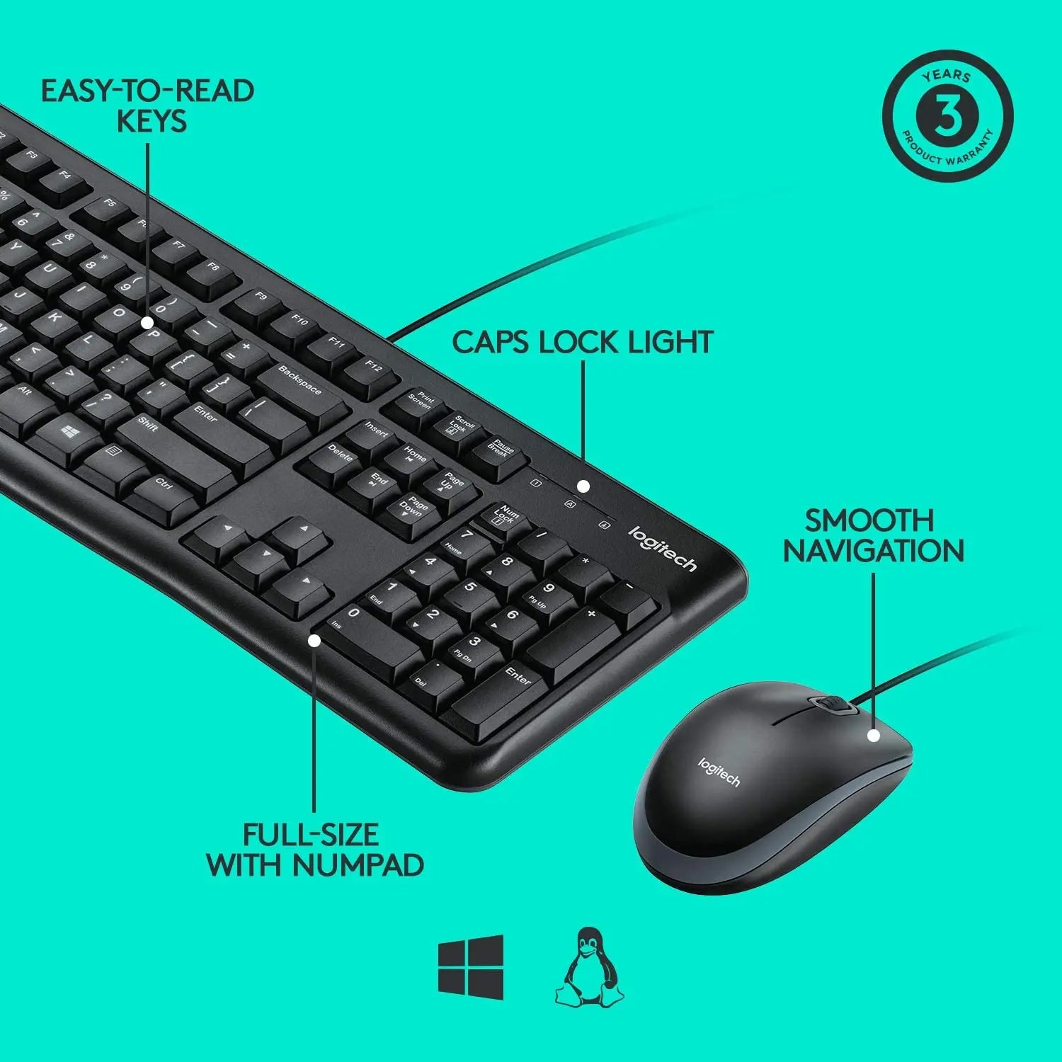 Logitech Desktop MK120 عربي انكليزي  المتحدة للألكترونيات