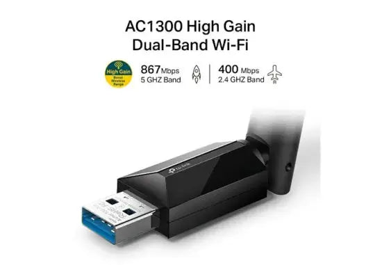 tp-link Archer T3U Plus AC1300 Wireless Dual Band USB Adapter- محول وايفاي لاسلكي - المتحدة للألكترونيات